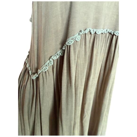 POL Babydoll Pink Mauve Tunic Tank Top Lace Trim Taupe Flowy Sleeveless M - Picture 5 of 6